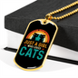 Loves Cute Cats Necklace Stainless Steel or 18k Gold Dog Tag 24" Chain-Express Your Love Gifts
