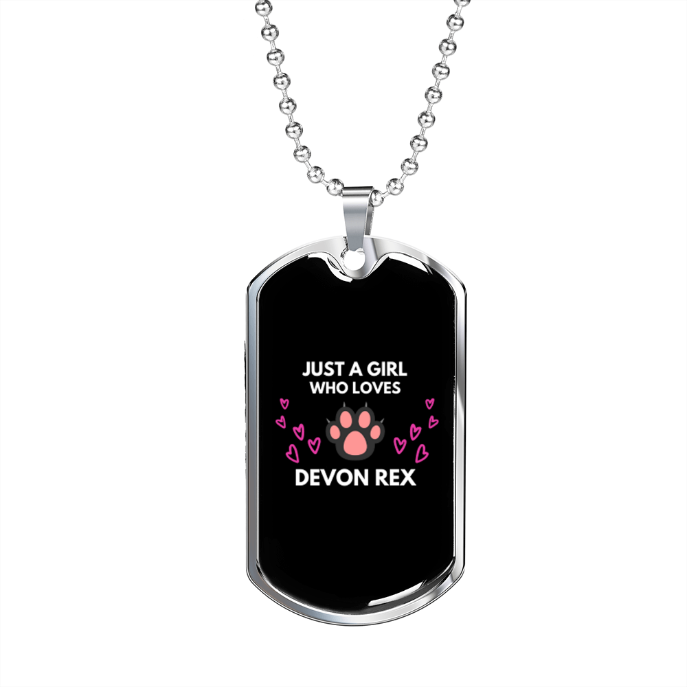 Loves Devon Rex Cat Black Necklace Stainless Steel or 18k Gold Dog Tag 24-Express Your Love Gifts