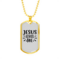 Loves Me Jesus Christian Necklace Stainless Steel or 18k Gold Dog Tag 24" Chain-Express Your Love Gifts