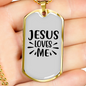 Loves Me Jesus Christian Necklace Stainless Steel or 18k Gold Dog Tag 24" Chain-Express Your Love Gifts