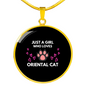Loves Oriental Cat Circle Necklace Stainless Steel or 18k Gold 18-22"-Express Your Love Gifts