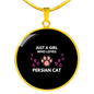 Loves Persian Cat Circle Necklace Stainless Steel or 18k Gold 18-22"-Express Your Love Gifts