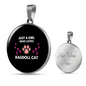 Loves Ragdoll Cat Circle Necklace Stainless Steel or 18k Gold 18-22"-Express Your Love Gifts