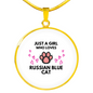 Loves Russian Blue Cat Circle Necklace Stainless Steel or 18k Gold 18-22"-Express Your Love Gifts