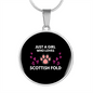 Loves Scottish Fold Cat Circle Necklace Stainless Steel or 18k Gold 18-22"-Express Your Love Gifts