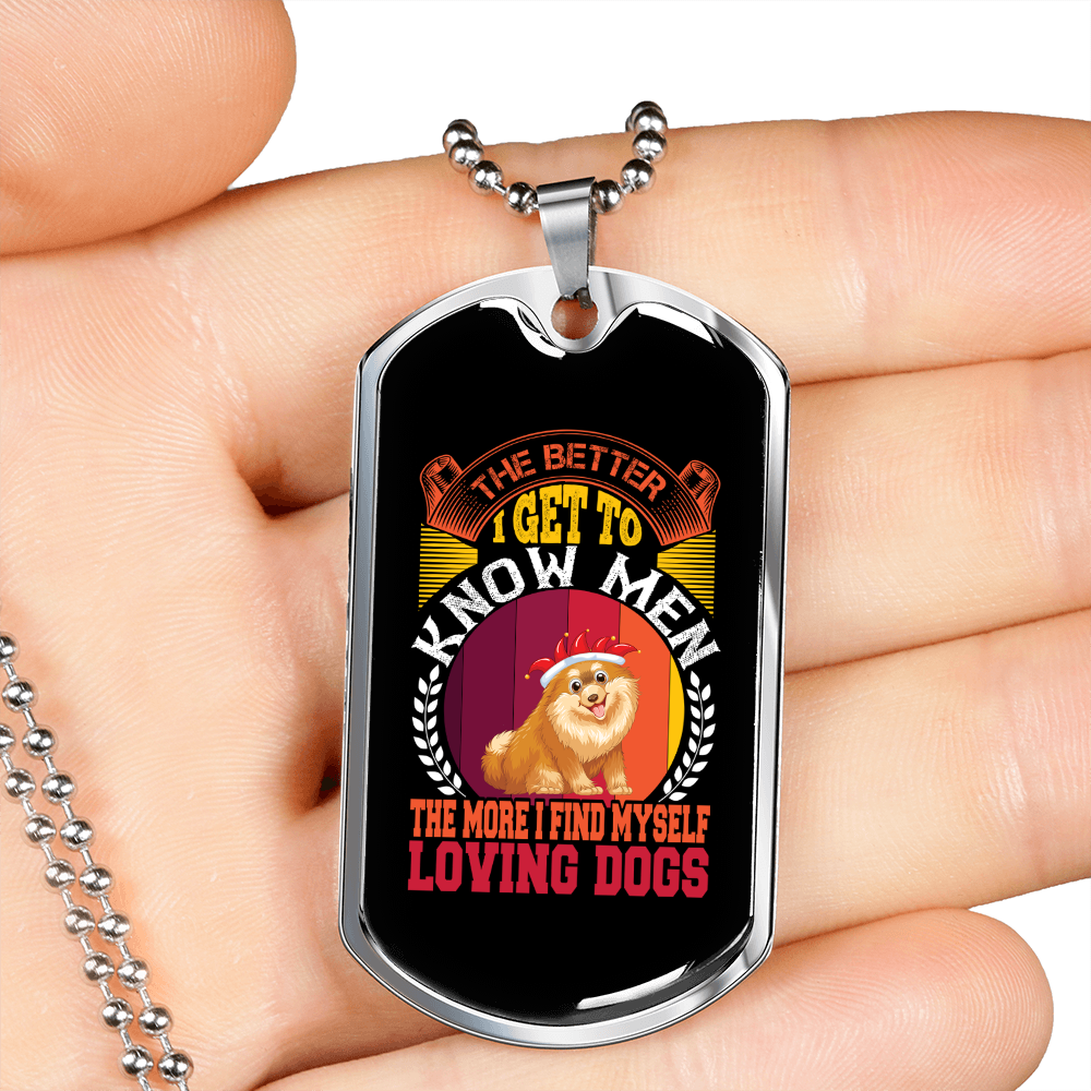 Loving Dogs Necklace Stainless Steel or 18k Gold Dog Tag 24" Chain-Express Your Love Gifts