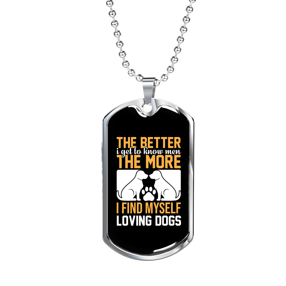 Loving Dogs Yellow Necklace Stainless Steel or 18k Gold Dog Tag 24" Chain-Express Your Love Gifts