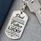 Lucky Father Dad Keychain Stainless Steel or 18k Gold Dog Tag Keyring-Express Your Love Gifts