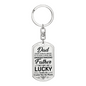 Lucky Father Dad Keychain Stainless Steel or 18k Gold Dog Tag Keyring-Express Your Love Gifts