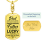 Lucky Father Dad Keychain Stainless Steel or 18k Gold Dog Tag Keyring-Express Your Love Gifts
