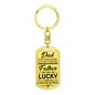 Lucky Father Dad Keychain Stainless Steel or 18k Gold Dog Tag Keyring-Express Your Love Gifts