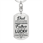 Lucky Father Dad Keychain Stainless Steel or 18k Gold Dog Tag Keyring-Express Your Love Gifts