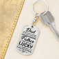 Lucky Father Dad Keychain Stainless Steel or 18k Gold Dog Tag Keyring-Express Your Love Gifts