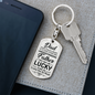 Lucky Father Dad Keychain Stainless Steel or 18k Gold Dog Tag Keyring-Express Your Love Gifts