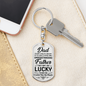 Lucky Father Dad Keychain Stainless Steel or 18k Gold Dog Tag Keyring-Express Your Love Gifts