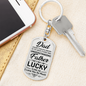 Lucky Father Dad Keychain Stainless Steel or 18k Gold Dog Tag Keyring-Express Your Love Gifts