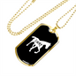Lucky Horse Necklace Stainless Steel or 18k Gold Dog Tag 24" Chain-Express Your Love Gifts
