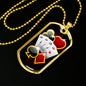 Lucky Poker Dog Tag Stainless Steel or 18k Gold 24" Chain-Express Your Love Gifts