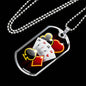 Lucky Poker Dog Tag Stainless Steel or 18k Gold 24" Chain-Express Your Love Gifts