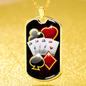 Lucky Poker Dog Tag Stainless Steel or 18k Gold 24" Chain-Express Your Love Gifts