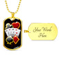 Lucky Poker Dog Tag Stainless Steel or 18k Gold 24" Chain-Express Your Love Gifts