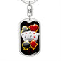 Lucky Poker Keychain Dog Tag Stainless Steel or 18k Gold-Express Your Love Gifts