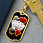 Lucky Poker Keychain Dog Tag Stainless Steel or 18k Gold-Express Your Love Gifts