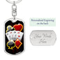 Lucky Poker Keychain Dog Tag Stainless Steel or 18k Gold-Express Your Love Gifts