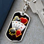 Lucky Poker Keychain Dog Tag Stainless Steel or 18k Gold-Express Your Love Gifts