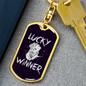 Lucky Winner Gambler Keychain Stainless Steel or 18k Gold Dog Tag Keyring-Express Your Love Gifts