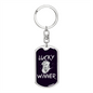 Lucky Winner Gambler Keychain Stainless Steel or 18k Gold Dog Tag Keyring-Express Your Love Gifts