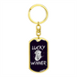 Lucky Winner Gambler Keychain Stainless Steel or 18k Gold Dog Tag Keyring-Express Your Love Gifts