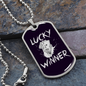 Lucky Winner Gambler Necklace Stainless Steel or 18k Gold Dog Tag 24" Chain-Express Your Love Gifts