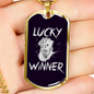 Lucky Winner Gambler Necklace Stainless Steel or 18k Gold Dog Tag 24" Chain-Express Your Love Gifts