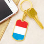 Luxembourg Flag Keychain Dog Tag Stainless Steel or 18k Gold-Express Your Love Gifts
