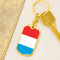 Luxembourg Flag Keychain Dog Tag Stainless Steel or 18k Gold-Express Your Love Gifts