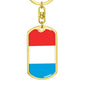 Luxembourg Flag Keychain Dog Tag Stainless Steel or 18k Gold-Express Your Love Gifts