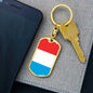 Luxembourg Flag Keychain Dog Tag Stainless Steel or 18k Gold-Express Your Love Gifts