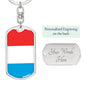 Luxembourg Flag Keychain Dog Tag Stainless Steel or 18k Gold-Express Your Love Gifts