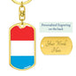 Luxembourg Flag Keychain Dog Tag Stainless Steel or 18k Gold-Express Your Love Gifts