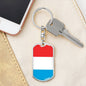 Luxembourg Flag Keychain Dog Tag Stainless Steel or 18k Gold-Express Your Love Gifts
