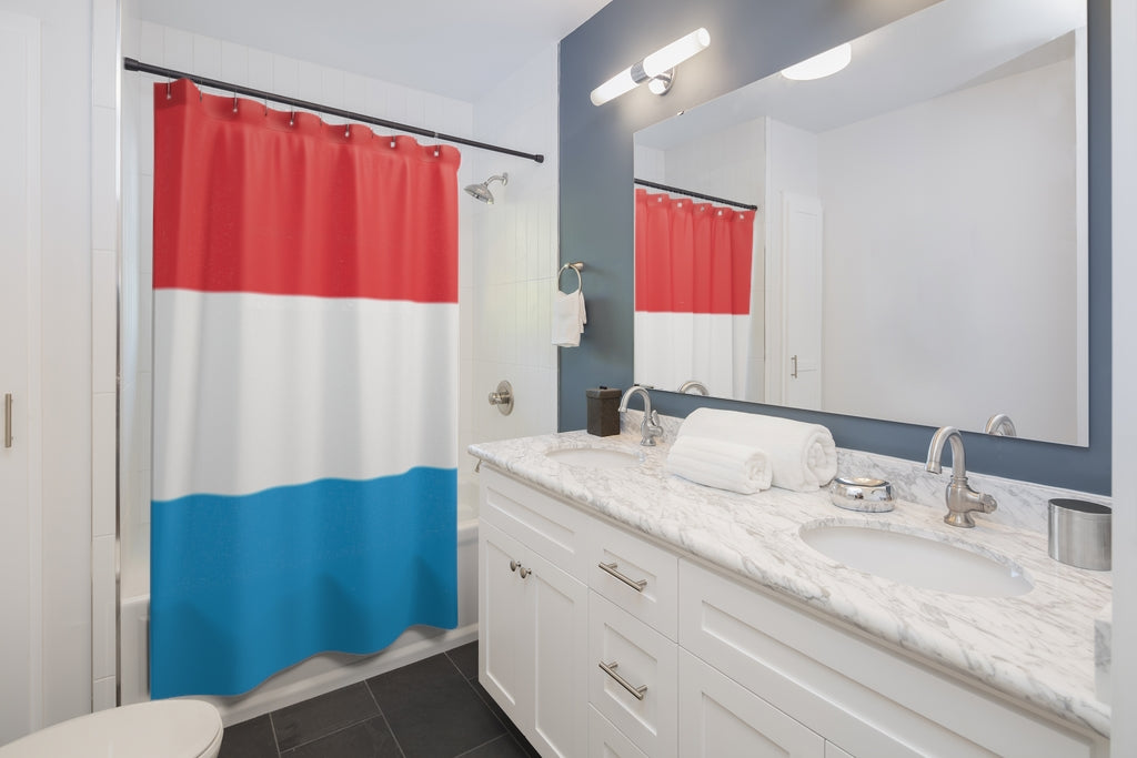 Luxembourg Flag Stylish Design 71" x 74" Elegant Waterproof Shower Curtain for a Spa-like Bathroom Paradise Exceptional Craftsmanship-Express Your Love Gifts