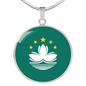 Macau Flag Necklace Circle Pendant Stainless Steel or 18k Gold 18-22"-Express Your Love Gifts