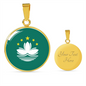 Macau Flag Necklace Circle Pendant Stainless Steel or 18k Gold 18-22"-Express Your Love Gifts