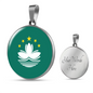 Macau Flag Necklace Circle Pendant Stainless Steel or 18k Gold 18-22"-Express Your Love Gifts