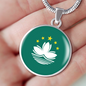Macau Flag Necklace Circle Pendant Stainless Steel or 18k Gold 18-22"-Express Your Love Gifts