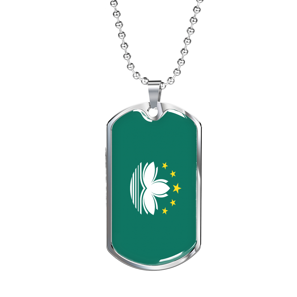 Macau Flag Necklace Stainless Steel or 18k Gold Dog Tag 24" Chain-Express Your Love Gifts