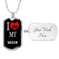 Macaw Necklace Stainless Steel or 18k Gold Dog Tag 24" Chain-Express Your Love Gifts