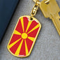 Macedonia Flag Keychain Dog Tag Stainless Steel or 18k Gold-Express Your Love Gifts