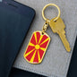 Macedonia Flag Keychain Dog Tag Stainless Steel or 18k Gold-Express Your Love Gifts